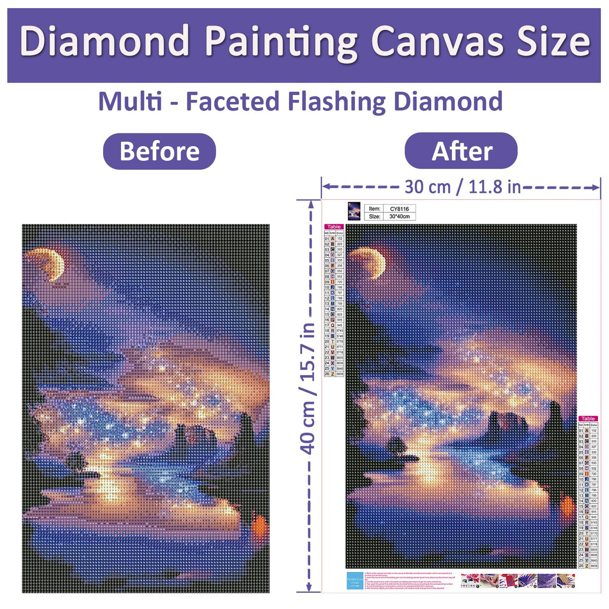 Josongslax Diamond Painting Kits with Storage Containers, 4 Pack 5D Diamond Art Kits for Adults, Arts Crafts for Adult DIY Home Wall Aesthetic Decor Gift 12 x 16 Inch, Moonlight Scenery