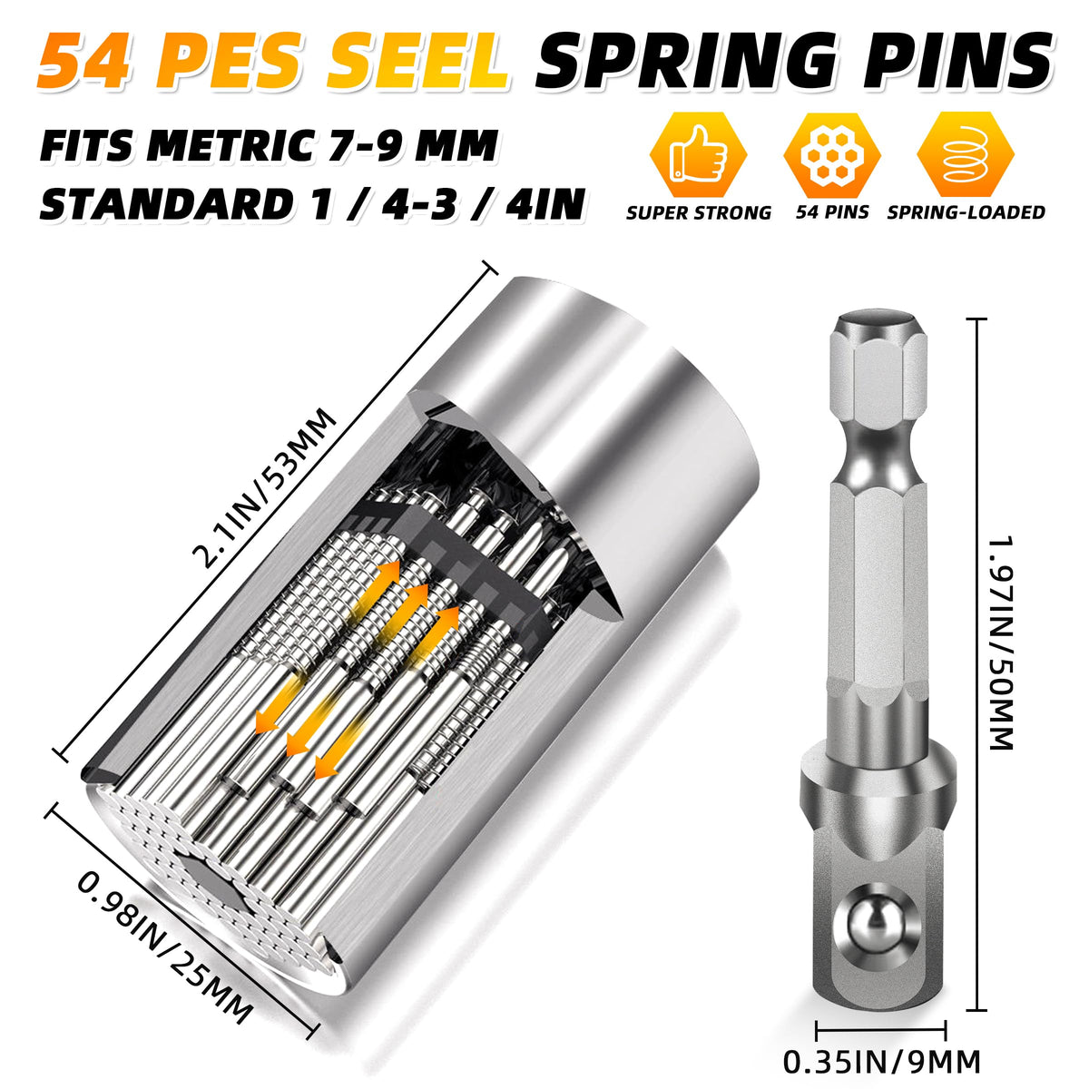 Fathers Day Dad Gifts from Daughter Son Wife Super Universal Socket Tools Gifts for Mens Grip Socket Set With Power Drill Adapter (7-9MM) Cool Tools Gadgets for Dad(2)