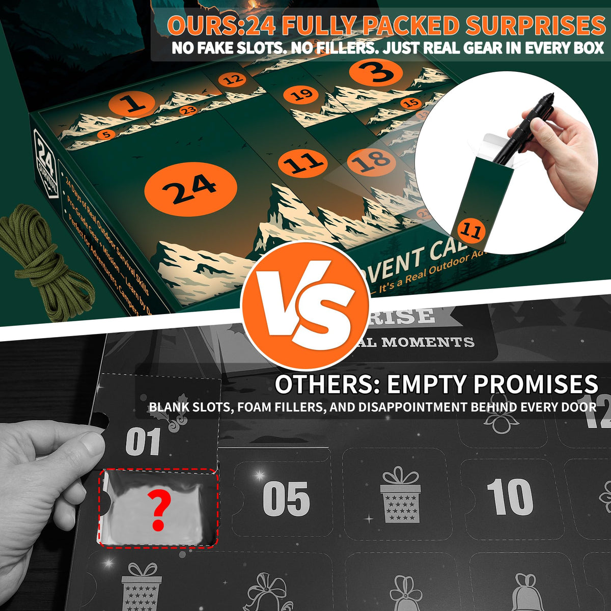 Rubypop Survival Advent Calendar 2026 for Adults, 24 Day Christmas Countdown for Men with Outdoor Survival Kit Emergency Tool Xmas Holiday Surprise Gifts for Outdoor Lovers