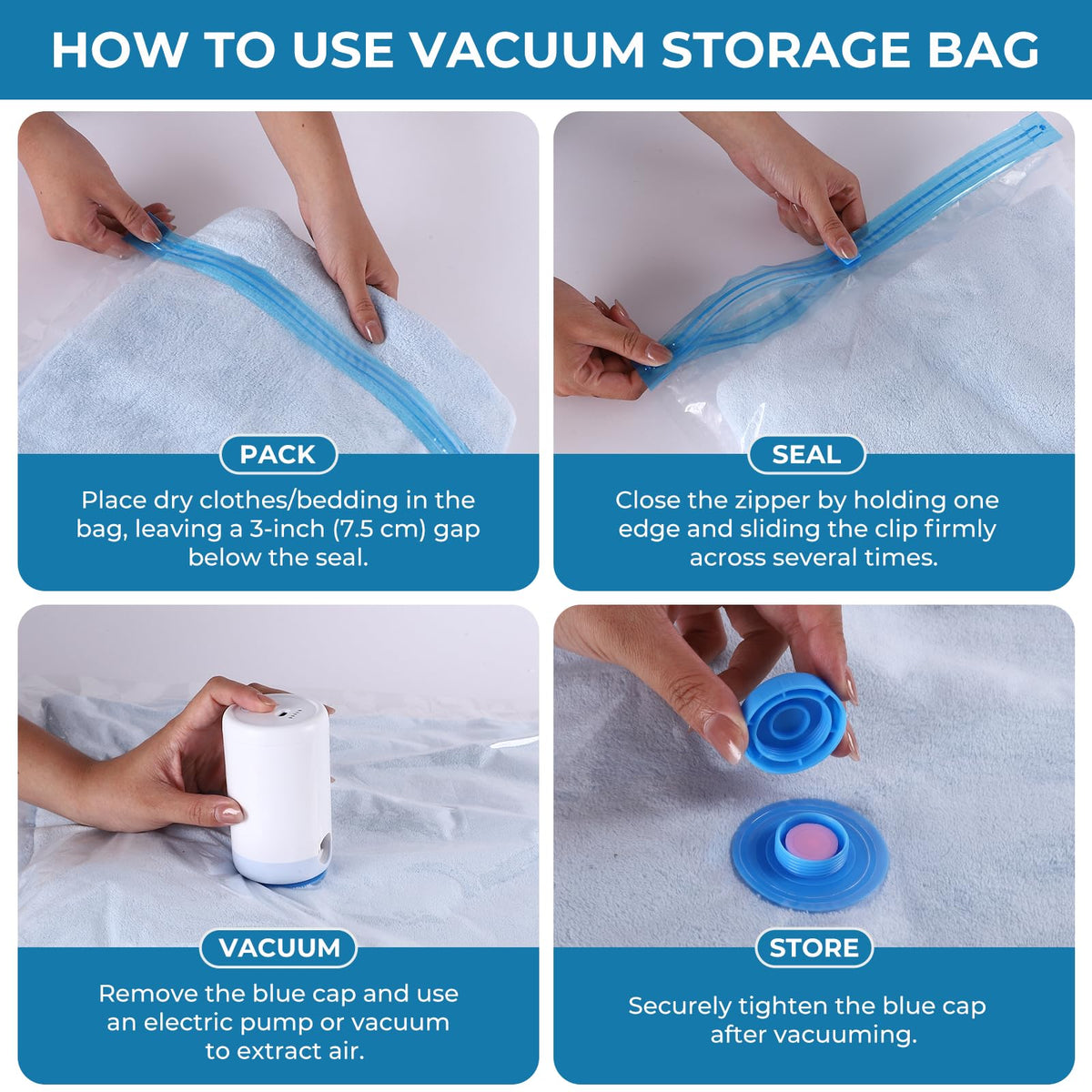 Vacuum Bags for Travel with Portable Electric Pump, 16 Pack Vacuum Seal Bags for Luggage and Suitcase Compression, Space Saver Vacuum Storage Bags for Clothes and Clothing Travel