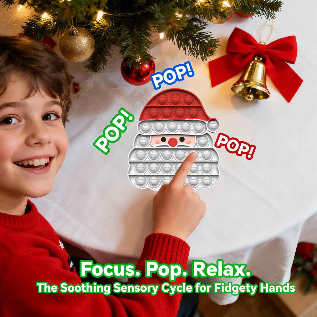 Christmas Bubbles Pop Fidget Toys, Stocking Stuffers Gifts for Grandkids Kids Toddler Boys Girls, Silicone Sensory Autism/ADHD Stress Relief Party Favors Bulk (Santa Claus, Tree, Gingerbread Man)