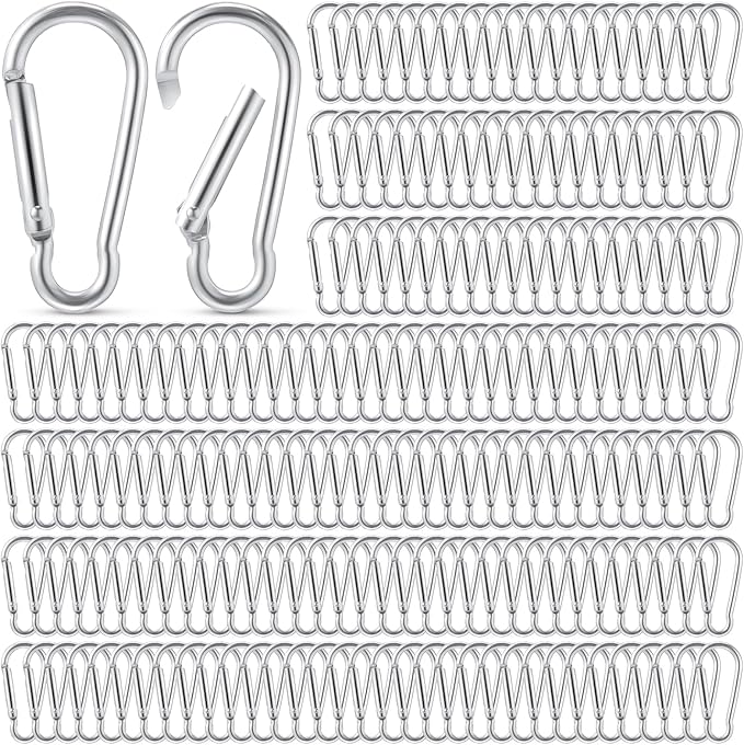 300 Pcs 2" Carabiner Bulk Spring Snap Hooks Bulk Aluminum Alloy Clip Keychain for Hanging Camping Hiking Traveling Fishing Outdoor Activities