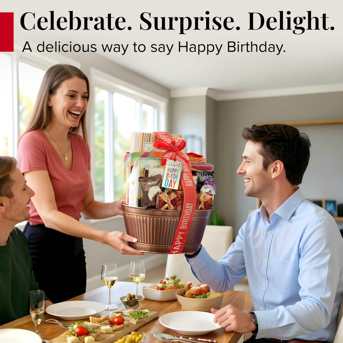 Broadway Basketeers Birthday Gift Basket – Gourmet Snacks & Sweet Treat Box with Cookies, Candy & more - Food Gift Basket for Women, Men & Families - Happy Birthday Surprise Box, Kosher