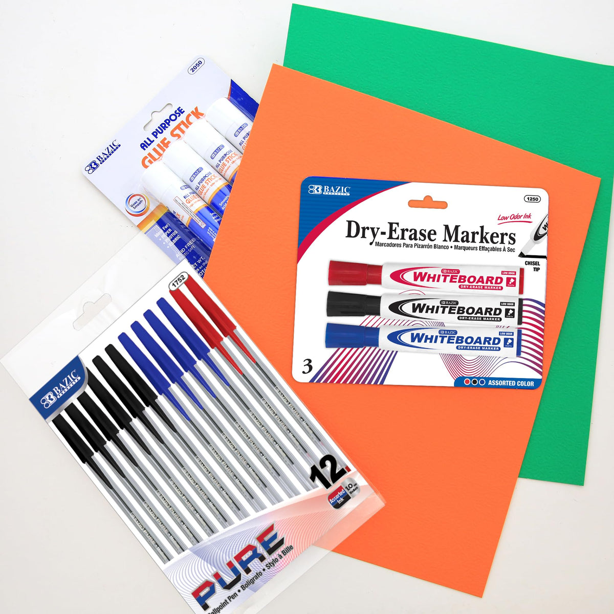 BAZIC PRODUCTS Primary School Supply Kit, 57-count Student Set for Kindergarten and Elementary Students Grades K–6, Complete School Supplies With Fully Organized Supply Box, 1-pack