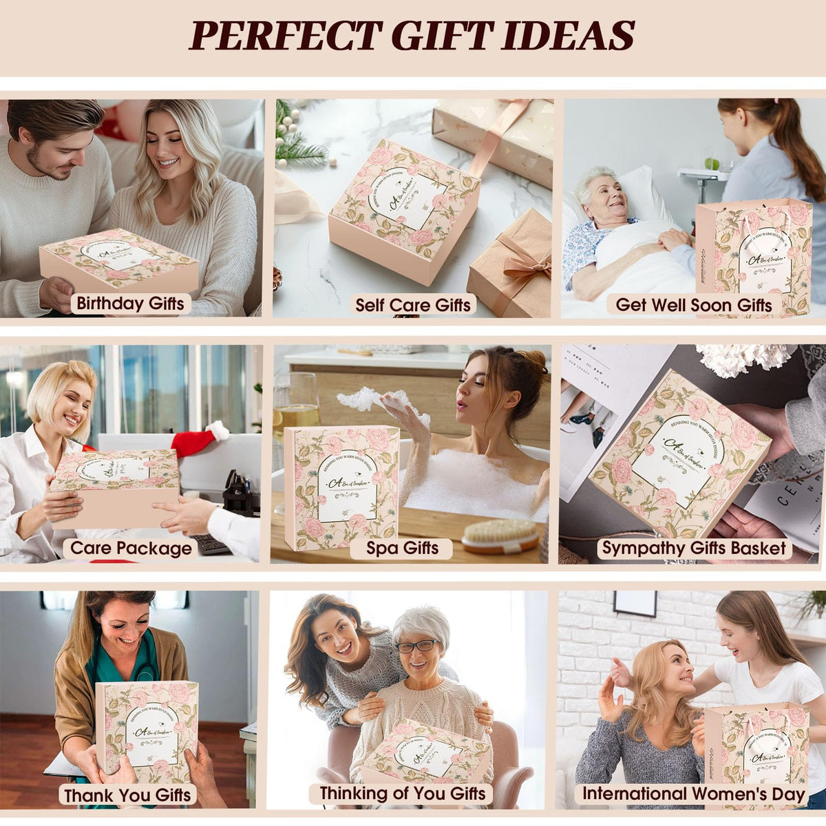 Birthday Gifts for Women, Self Care Gift Basket for Her, Thinking of You Care Package, Get Well Soon Gift Set for Best Friend, Sister, Mom, Wife, Coworker