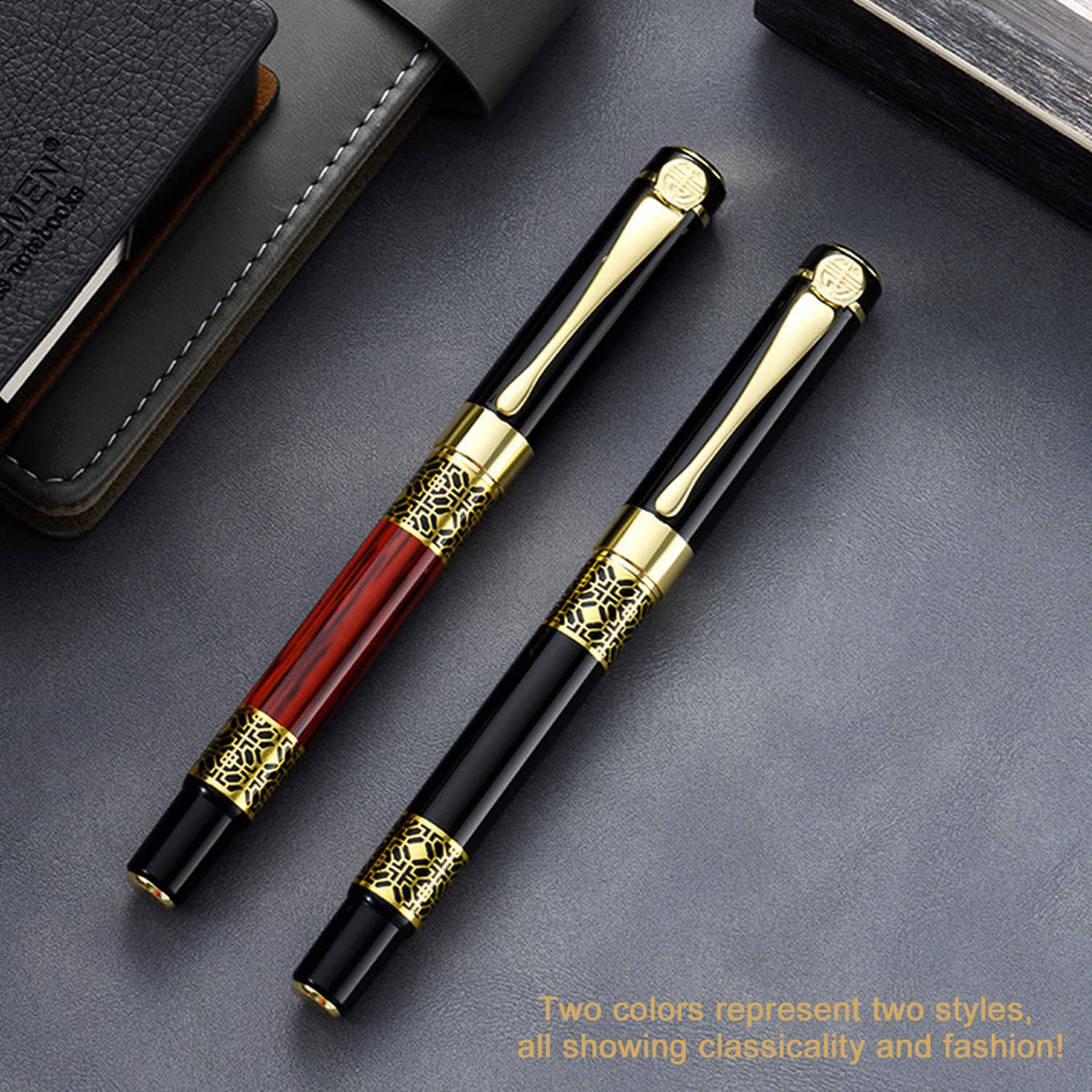YIVONKA Ballpoint Pen Black Refill,Classical retro style Luxury Pen,Best Ball Pen Gift Set for Men & Women Professional Executive,Office,Nice Pens Classy Gift Box (2 Pack Black)