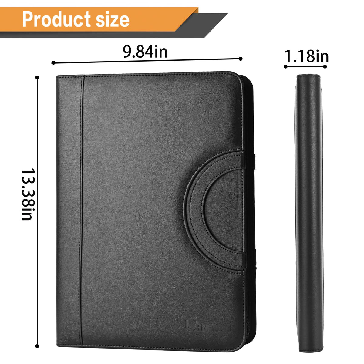 UBAFNOM Padfolio Portfolio Binder – Vegan Leather Business Portfolio Organizer with Calculator – Zippered Portfolio Padfolio for Women & Men