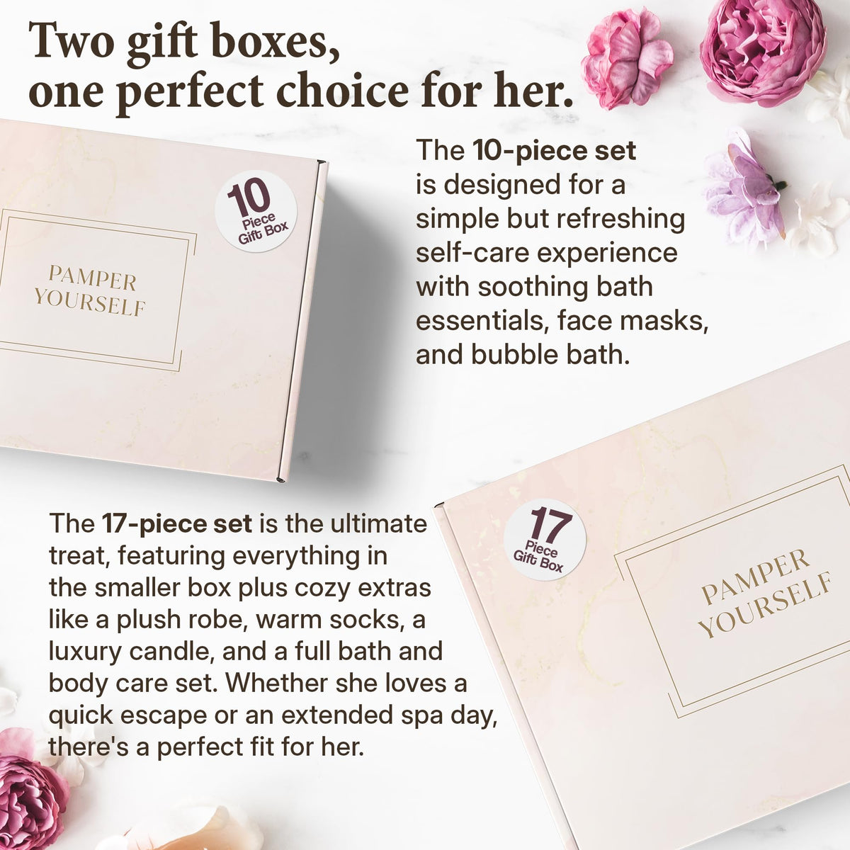 INFUSÉ 17-Piece Spa Gift Box for Women | Mother’s Day & Graduation Gift | Eye Mask, Candle, Robe, Loofa, Bath Bombs, Face Masks, Bubble Bath, Lotion, Body Wash, Bath Salt, Shampoo, Conditioner & Socks