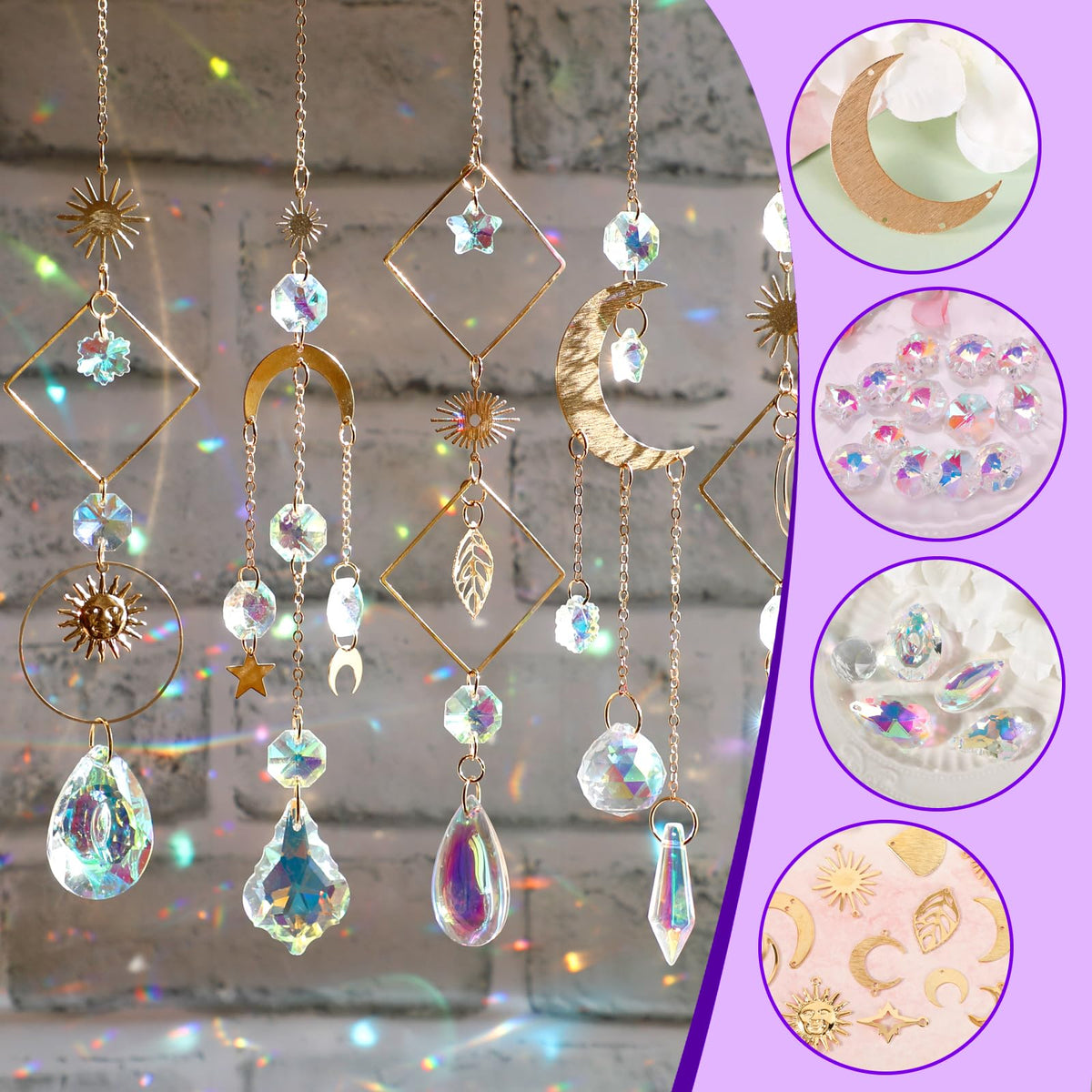 Sun Catcher Kits for Adults, 228pcs DIY Suncatcher Making Supplies Arts and Crafts for Girls Women Hanging Ornaments for Indoor Windows Prism with Crystal Balls Gift for Birthday Mother's Day