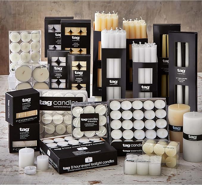 TAG Chapel 3X10 White Pillar Paraffin Wax Candle Unscented Drip-Free Long Burning 145 Hours for Home Decor Wedding Parties Dining Dinner Kitchen Table Tabletop Living Room End Table Decor Decoration