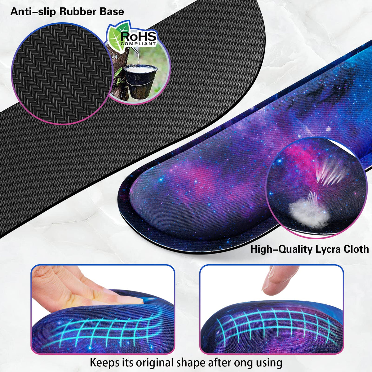 Canjoy Gaming Mouse Pad Set, 4-in-1 XXL Large Mouse Pad + Keyboard Wrist Rest Support+ Coaster, (35.4×15.7 in) Extended Desk Pad Memory Foam Non-Slip Desk Mat for Home Office