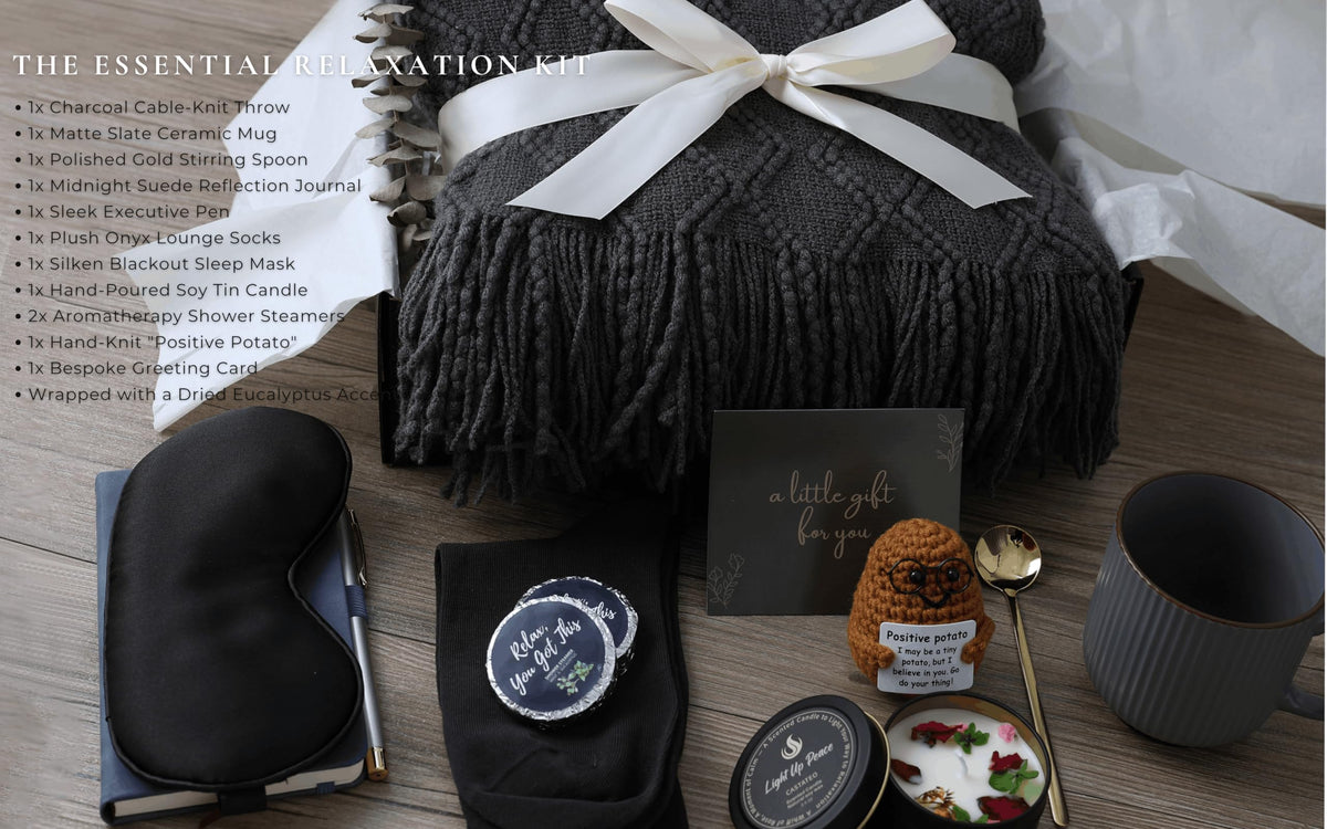 Get Well Soon Gift Baskets for Men&Women- Self Care Package/Brithday - After Surgery, Sympathy Gifts for Loss of Loved One, Thinking of You/ Grief /Bereavement /Miscarriage Gifts (Grey & Navy Blue)