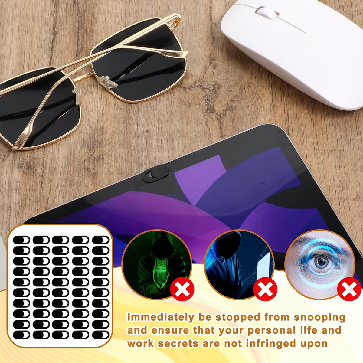 Alrhso 50 0.023 Inch Pcs Webcam Cover Slide, Ultra-Thin Universal Camera Privacy Cover Black Phone Camera Covers Slide