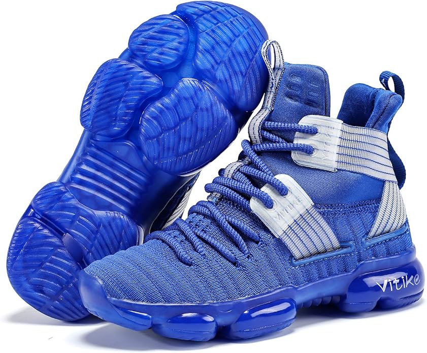VITUOFLY Kids Basketball Shoes Boys Air Cushion Sneakers Girls Mid Top School Hoops Shoes Non-Slip Outdoor Sports Running Gym Comfortable Durable Little Kid/Big Kid