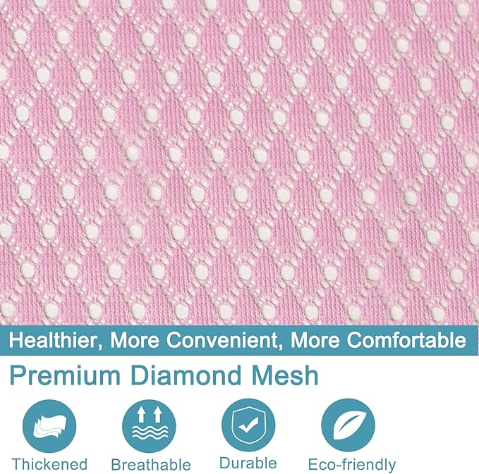 Polecasa Heavy Duty Large Mesh Laundry Bags with ID Tag and Locking Drawstring Closure - 2 Pack, 24 x 36 inches - Laundry Hamper Liner, Washable Laundry Bag for Travel, Sports, Dorms (Pink)