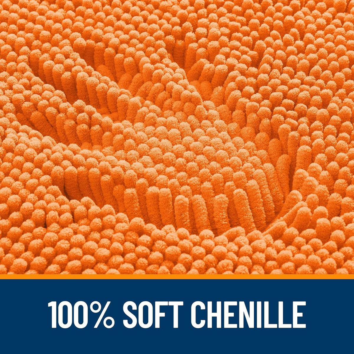 OLANLY Bathroom Runner Rugs - Extra Soft Chenille Bath Mats | 47x24, Quick Dry, Machine Washable, Orange