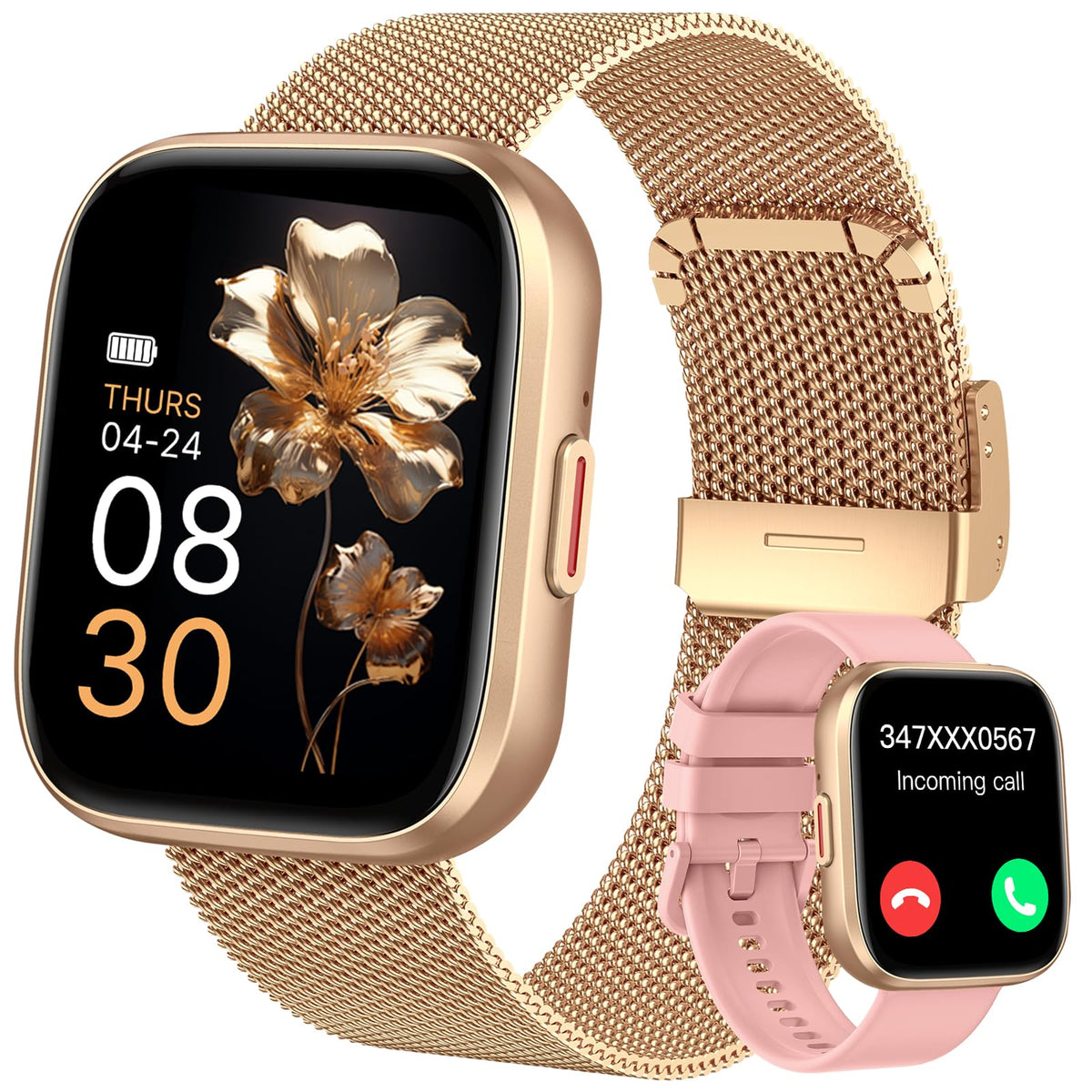 taopodo Smart Watches for Women, 1.91" HD Fitness Tracker (Answer/Make Calls), IP68 Waterproof, 120+ Sport Modes with Heart Rate and Sleep Monitor, Fitness Watch for iPhone/Android