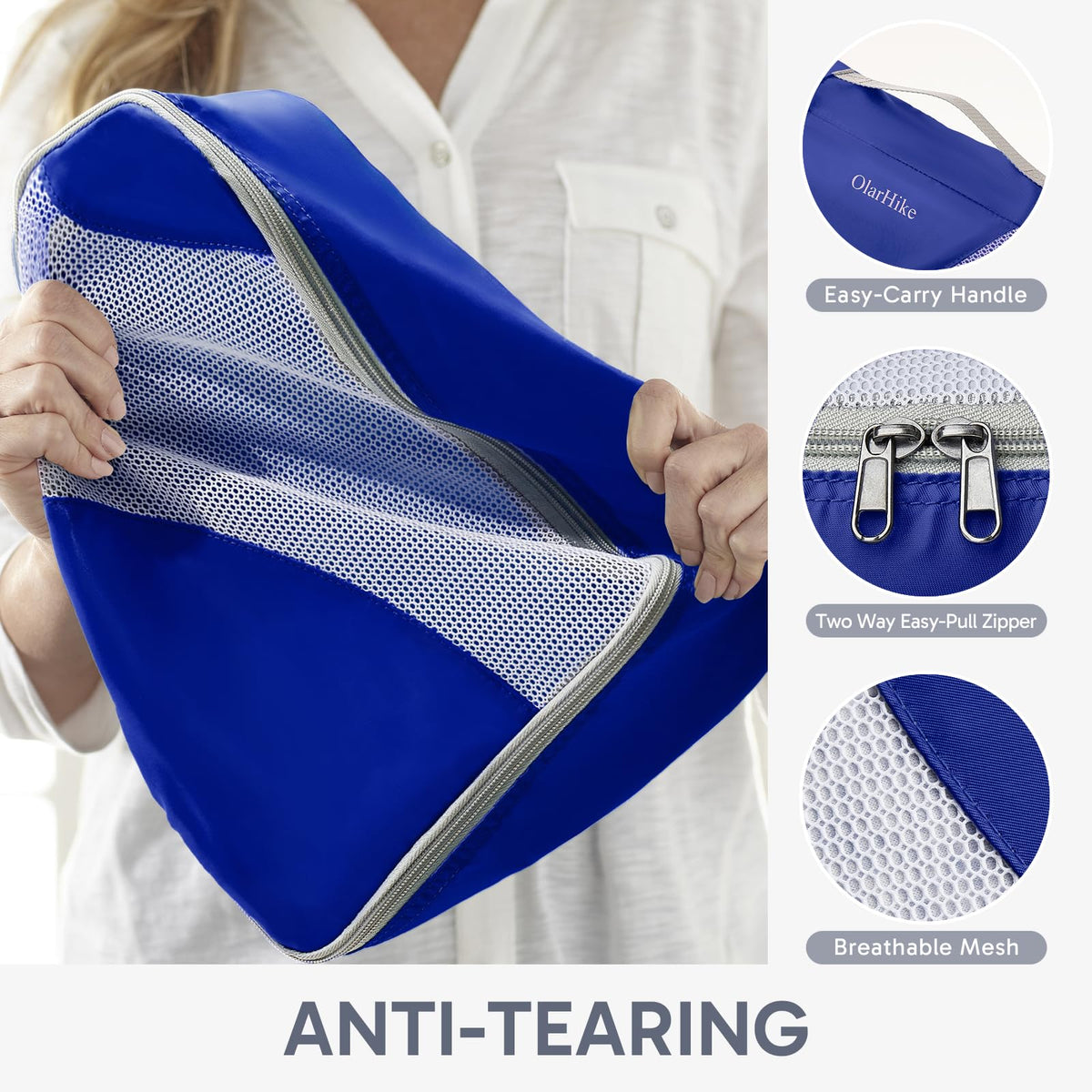 ALL INCLUDED 10 Set Durable Packing Cubes for Suitcases,OlarHike Essentials for Travel, UPGRADED Anti-Tear Stitching, NEW Improved Luggage Packing Organizers for Travel Accessories (Klein Blue)
