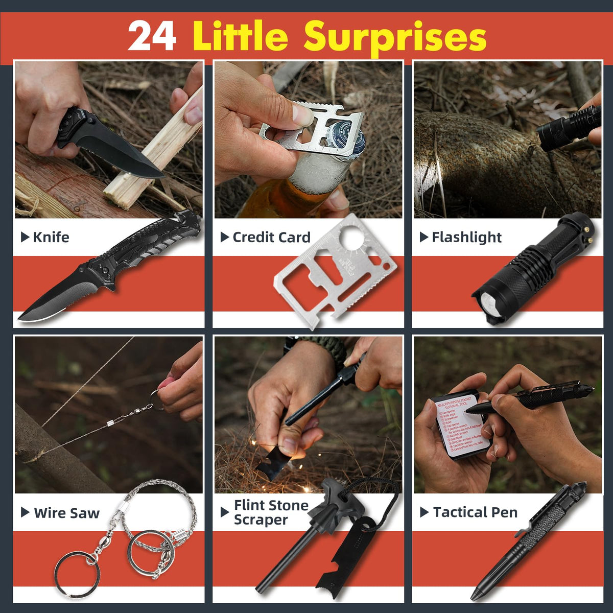 VEITORLD Gifts for Men Dad Husband Him Fathers Day, Survival Gear and Equipment 12 in 1, Survival Kits, Cool Unique Fishing Hunting Anniversary Birthday Gifts for Him Teen Boy Boyfriend Women