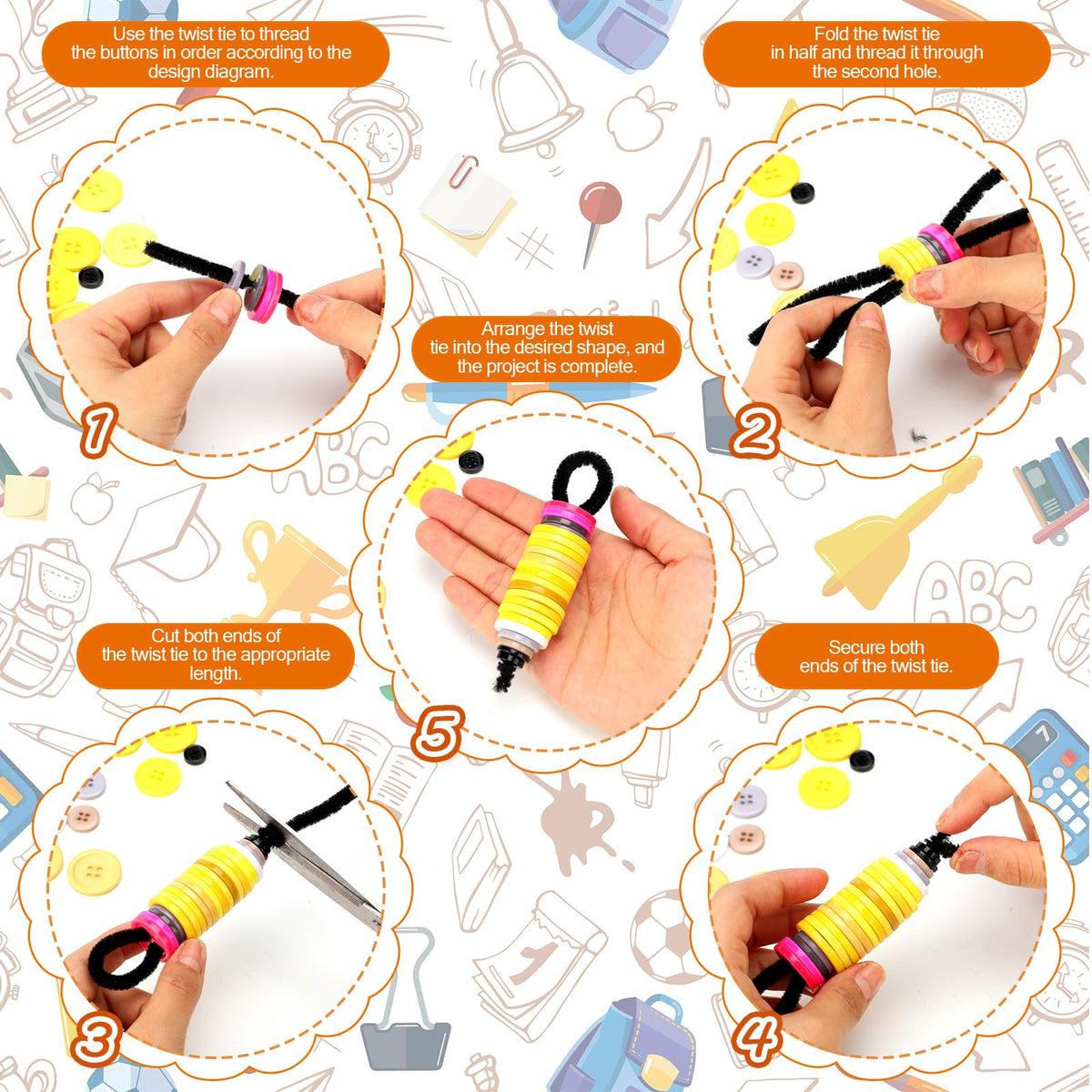 12 Sets Preschool Graduation Craft Kits 2026 Grad Pencil Button Ornament Back to School Hanging Ornament for Classroom First Day of School Student Teacher Appreciation Party Decor