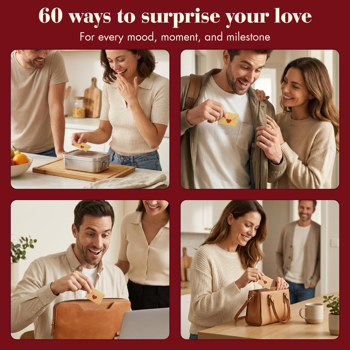 STOFINITY 60 Mini Love Notes With Envelopes - Personalized Valentines Day Gifts For Him, Her, Girlfriend - DIY Valentines Gift For Husband, Wife, Men, Women - Boyfriend Gifts for Birthday, Anniversary