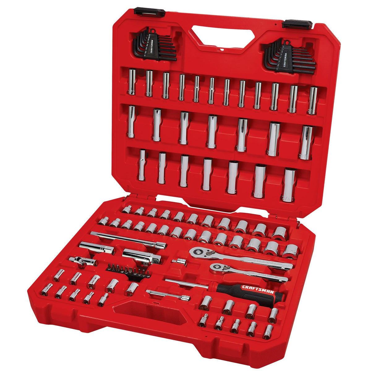 CRAFTSMAN Mechanics Tool Set 105 Pcs, Standard (SAE) and Metric with Case , 1/4 and 3/8 Inch Drive Car Tool Kit( CMMT12123)