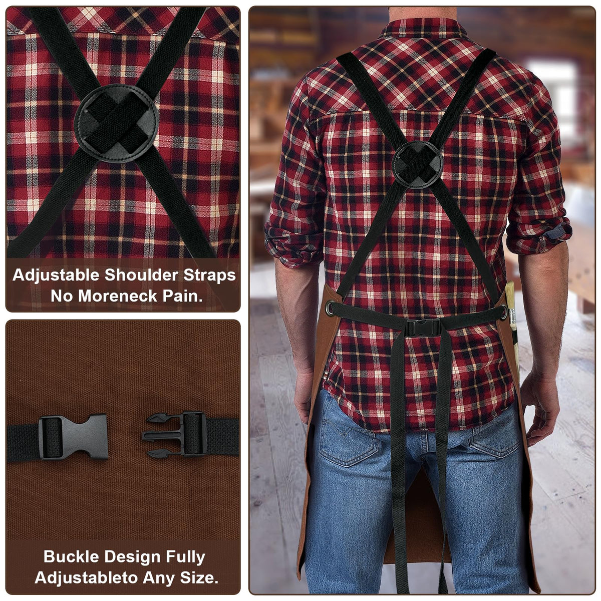 WEARXI Aprons for Men, Woodworking Apron with Tool Pockets, Canvas Work Apron for Woodworkers, Mechanics, Blacksmiths, Carpenters S-XXXL, Mens Aprons Gifts for Dad, Gifts for Father Day, Dad Gifts