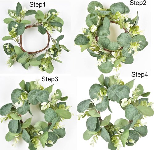 Eucalyptus Leaves Wreath by [Brand Name] - 9-Inch Greenery Garland for Farmhouse Kitchen Decor