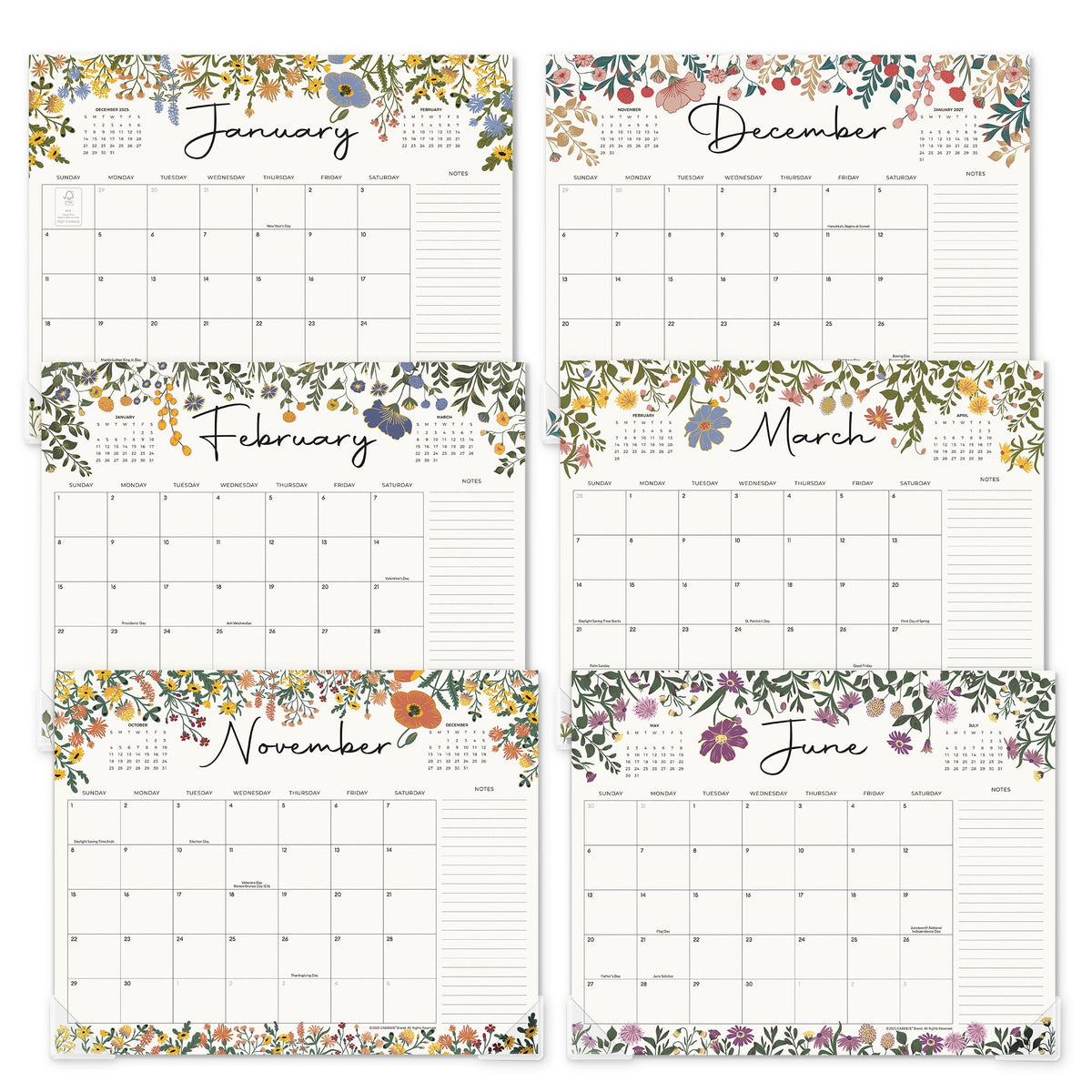 Desk Calendar 2026 with Desktop Mat, Cabbrix Desk Pad Calendar 15 x 12 Inch Runs From January 2026 to June 2027, Floral Design Calendar 2026 for Home School and Office (Apricot)