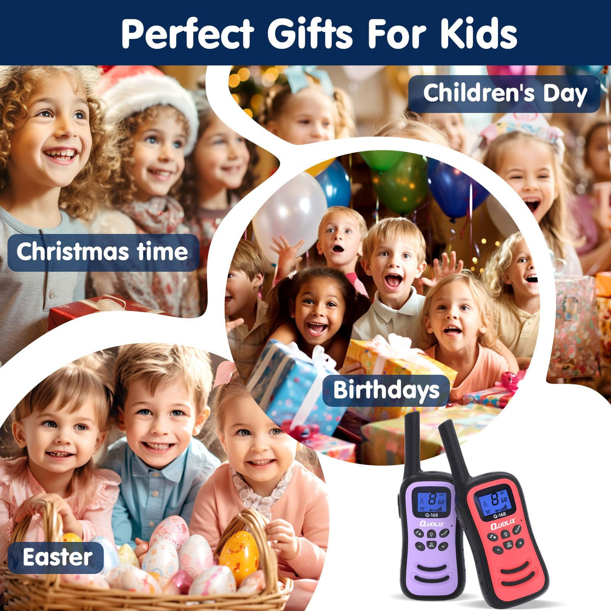 Walkie Talkies for Kids, Toys for Age 5-13 Girls LED Flashlight, VOX, Rechargeable, Easy to Use Kids Walkie Talkies, Christmas Birthday Gifts Indoor and Outdoor Toys (1Red1Purple)