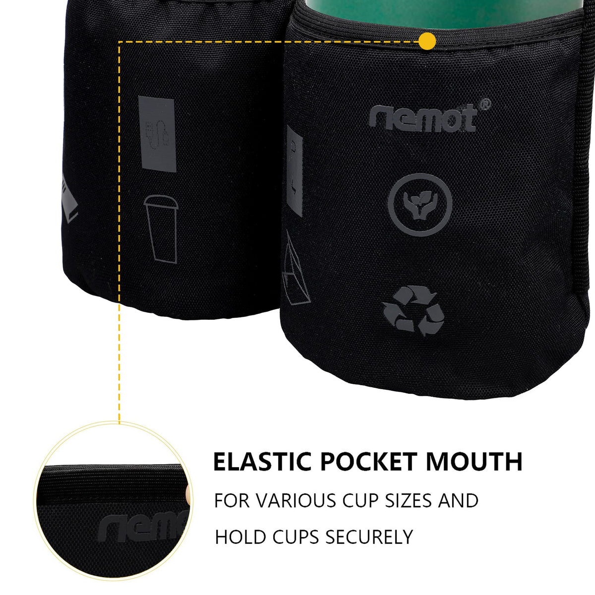 riemot Luggage Travel Cup Tablet Holder - Hold Ipad Books Passports Tickets Water Bottles - Fits Roll on Suitcase Handles - Gifts for Flight Attendants Travelers Accessories Black