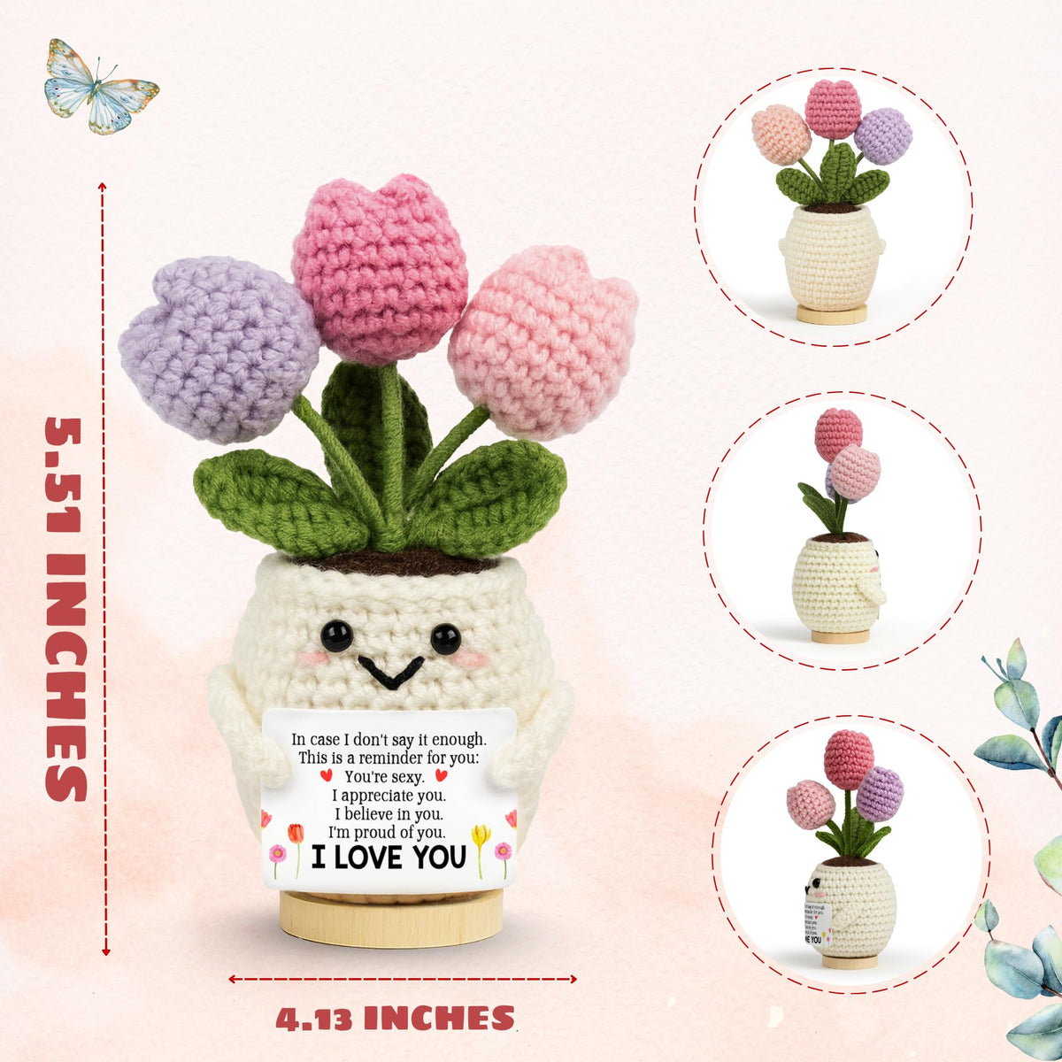Lucagift Anniversary Wedding Gifts for Wife - Mothers Day Birthday Gift for Her, Girlfriend, Wife - Love Romantic Gift Ideas for Her Him, Girlfriend Boyfriend - 5.51'' x 4.13'' Cute Crochet Love