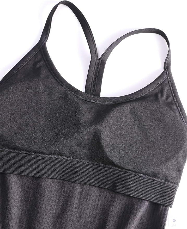 CRZ YOGA Seamless Workout Tank Tops for Women Racerback Athletic Camisole Sports Shirts with Built in Bra