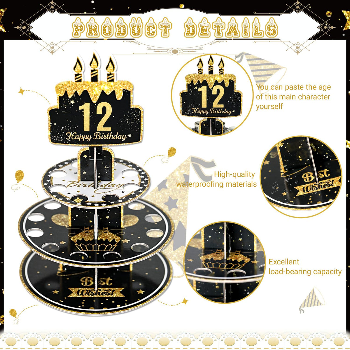 Crafterlife Birthday Cash Cake for Birthday Gifts, Money Holder Stand Ideas for Give Cash Gift, Surprise Personalized Money Box with 0-9stickers Variable Age for Her Him Birthdays Party Decorations