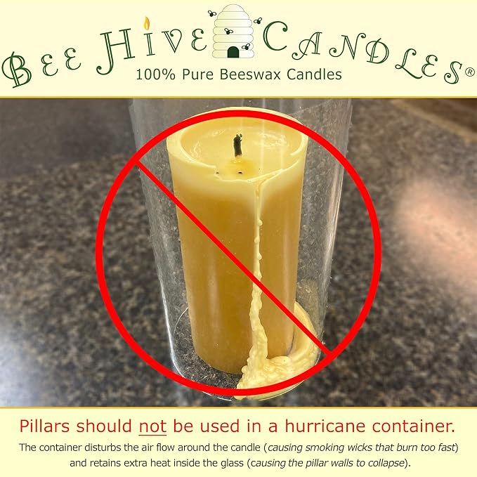 100% Pure Beeswax Pillar Candle (3" x 9") | Natural Beeswax Candles | Soy, Paraffin & Fragrance Free | Handmade in The USA