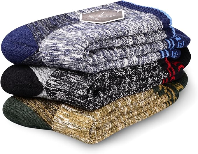 FEIDEER Men's Hiking Walking Socks, Multi-Pack Wicking Cushioned Outdoor Recreation Hiking Socks