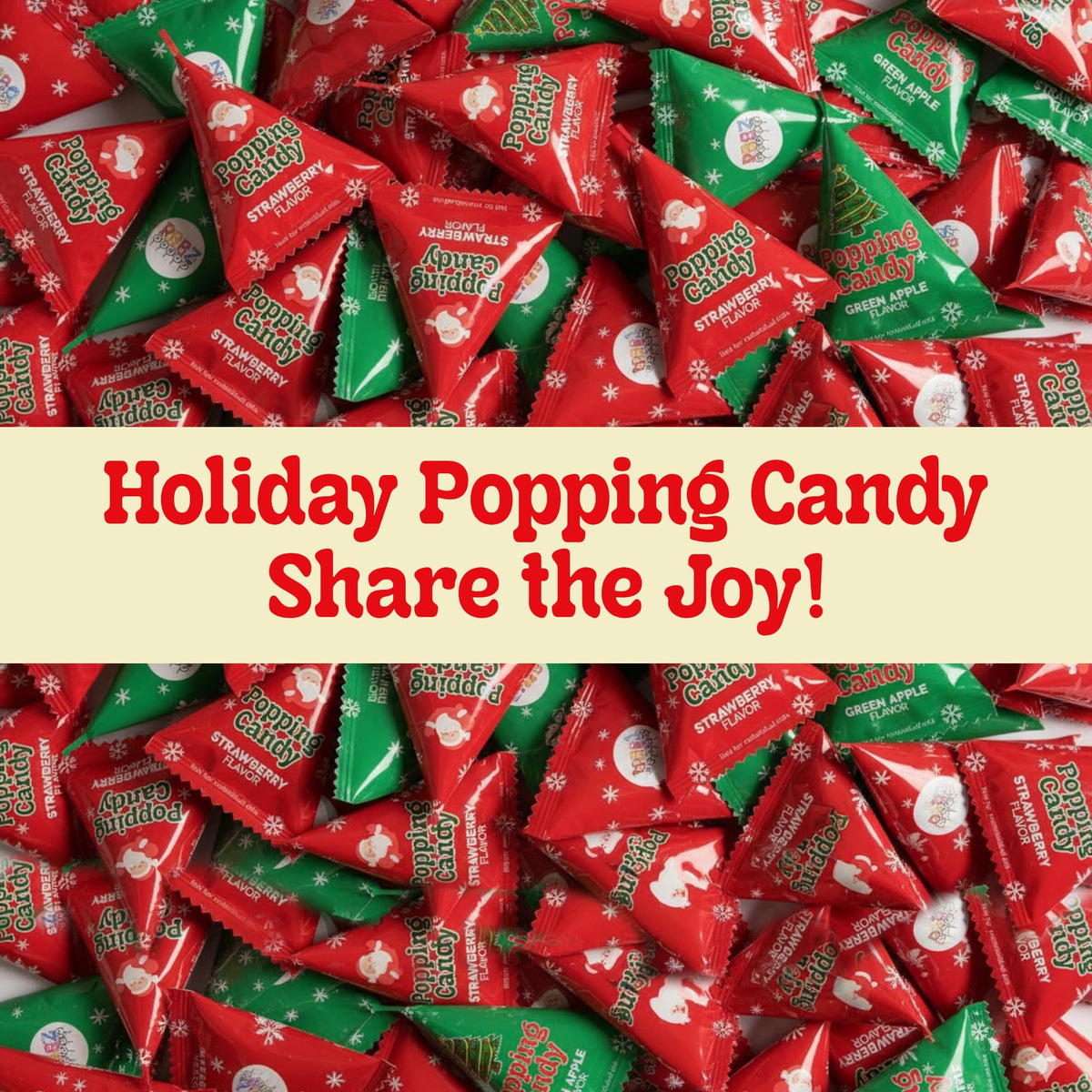 Christmas Popping Candy Bulk – 50 Pack Individually Wrapped Holiday Candy – Stocking Stuffers for Kids – Xmas Party Favors, Classroom, Holiday Goodie Bag Fillers, Kids Christmas Treats, and Birthday Parties