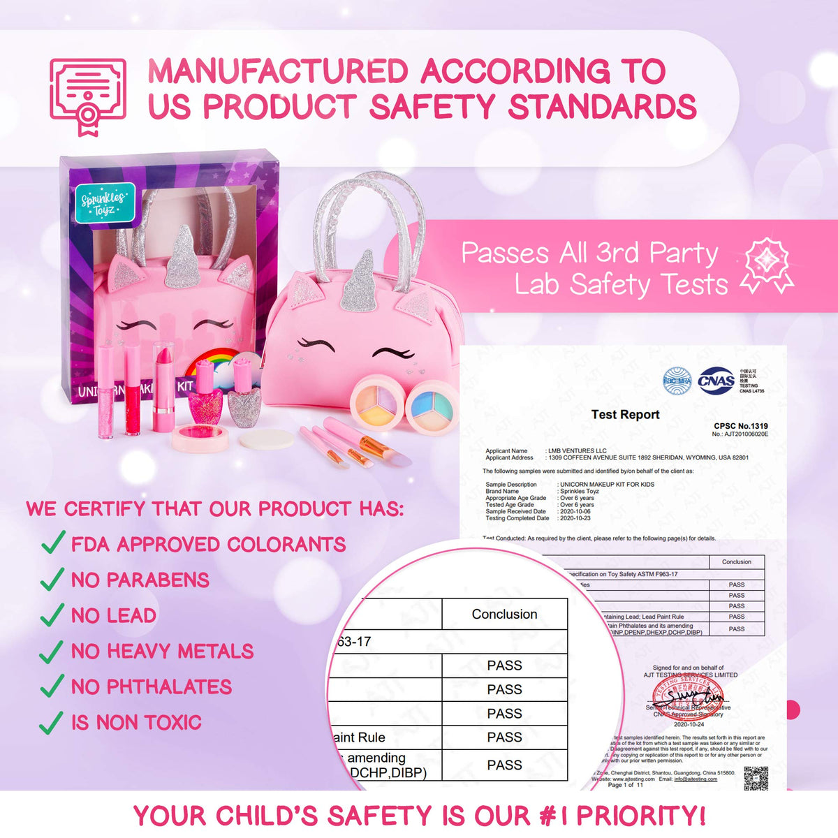 Kids Real Makeup Kit with Pink Unicorn Purse, Non Toxic Washable Make Up Set - Unicorn Toys for Girls Age 4-6, 5 Year Old Girl Birthday Gift Ideas, Toddler Little Girl Gifts 3 4 5 6 7 8 9 10 Years Old