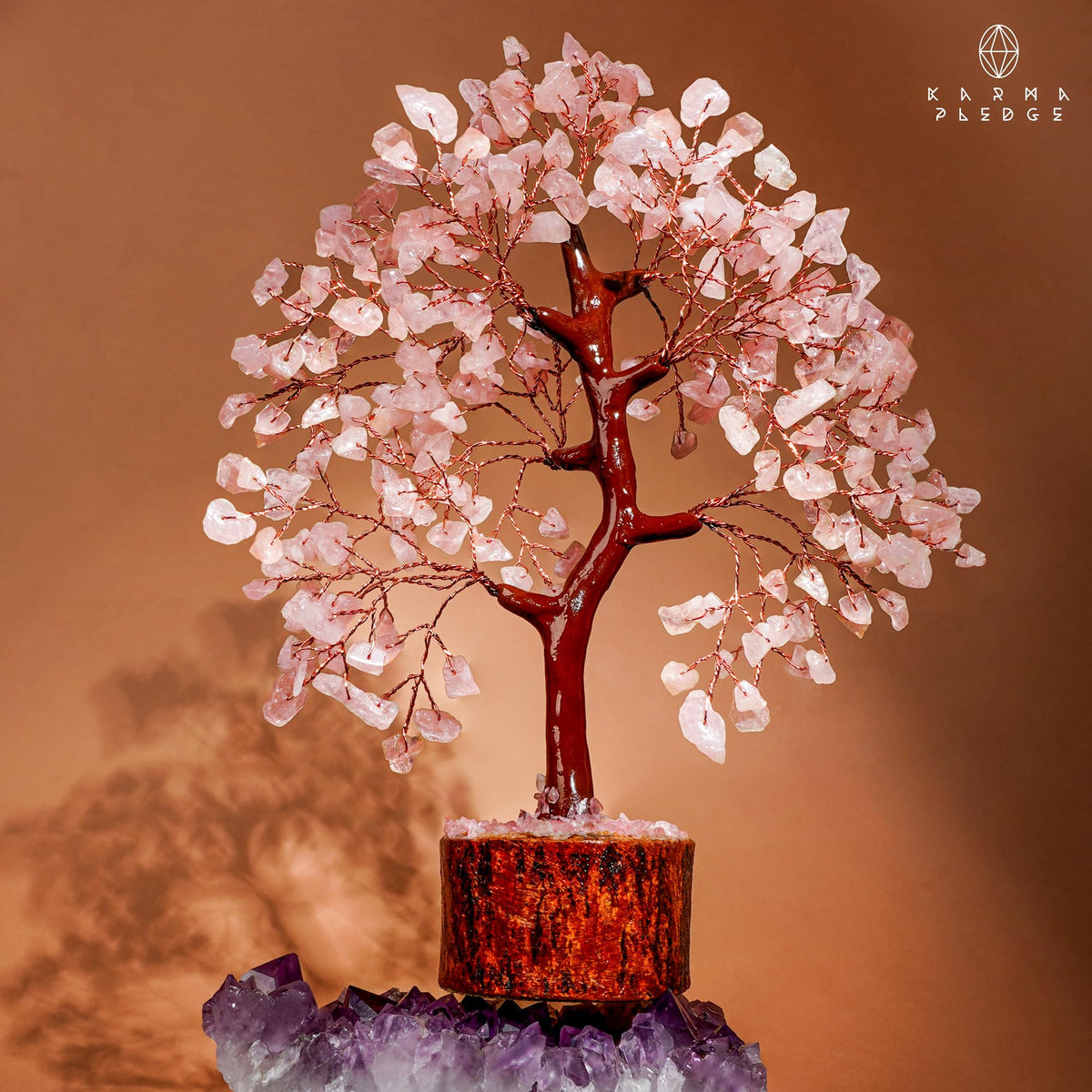 Rose Quartz Crystal Tree of Life Birthday Gifts for Women, Men, Handmade Home Decor, Office Decoration, Healing Crystal Chakra Tree for Money, Positivity, Reiki, Good Luck Gifts for Her, Mom & Dad