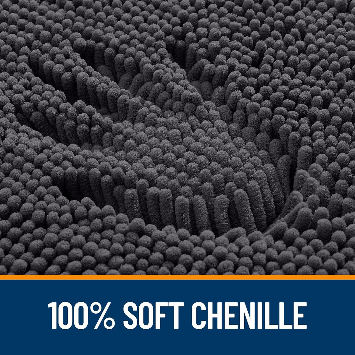 OLANLY Bathroom Rugs - Extra Soft Chenille Bath Mats with Rubber Backing | 44x24, Quick Dry, Dark Grey