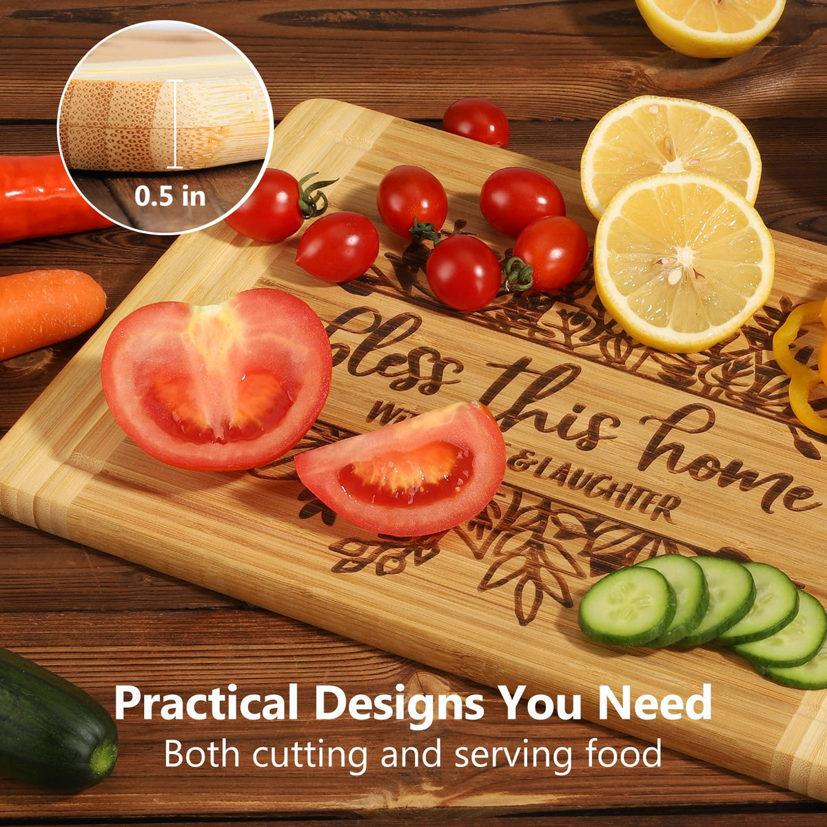 House Warming Gifts New Home, Engraved Cutting Board Housewarming Gifts, New Home Gift Ideas for New Homeowner, New House Gifts for Women Men Couple Neighbor Friend Family - Bless This Home