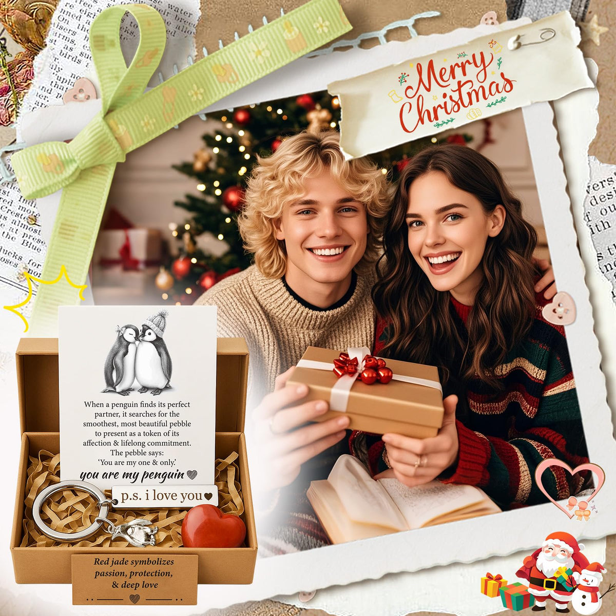 BABYQLO Penguin Gift Box Set - Romantic Anniversary I Love You Presents for Him or Her, Girlfriend, Boyfriend, Fiancee, Wife, Husband - Valentine's Day, Birthday, Engagement & Easter Basket Stuffer