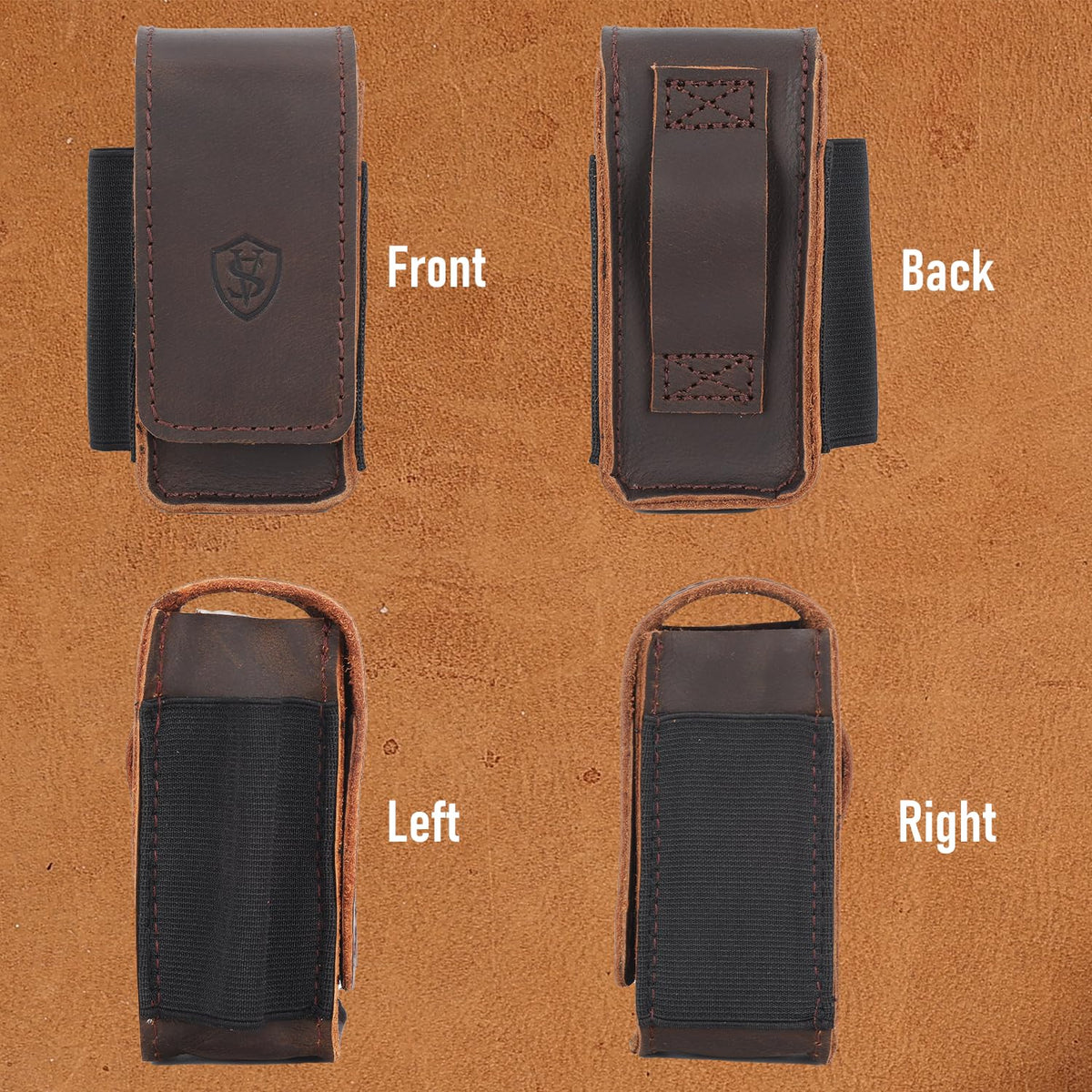 STAR VISTA Armando-2 Full Grain Leather Multitool Belt Pouch, Multi Tool Sheath, EDC Tool Holster for Flash Light, Tactical Pen, Heavy-Duty Stitching, Gift for Men, Dark Brown