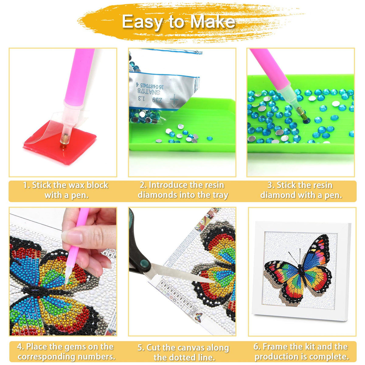 lesaonsy Diamond Art Kit with Frame - 6x6 Inch Pre-Framed Animal Canvas | Gift Set for Teens, Boys, Gilrs, Adults (Beginner-Friendly, 1-3 Hour Craft) | Resin Drills & Tools Included (Giraffe)
