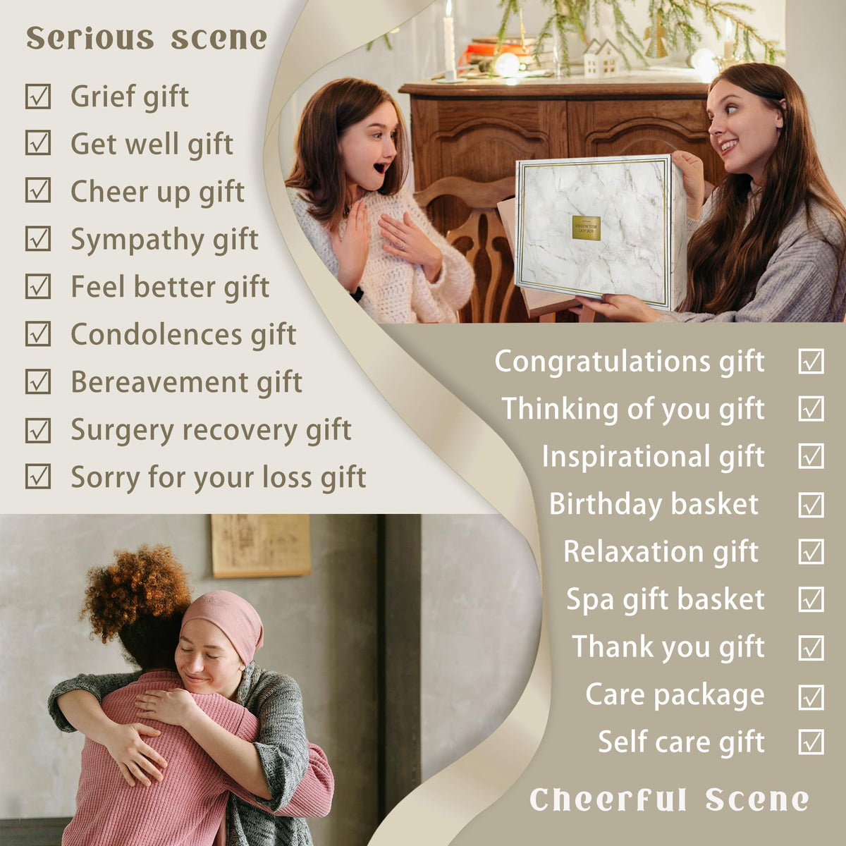 AHAGIFTREE Mother's Day Care Package for Women,12PC Get Well Gifts for Women After Surgery,Birthday,Get Well Soon,Grief,Sympathy Gifts,Condolences (white)