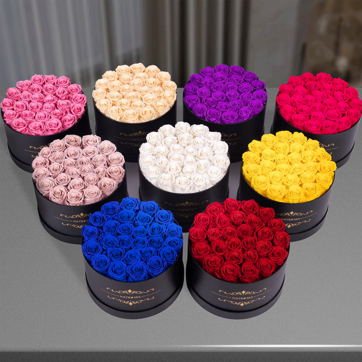 NATROSES Gifts for Her 27 Piece Forever Preserved Roses in a Box, Preserved Flowers for Delivery Birthday, Flowers Gifts for Mothers Day, Forest Green