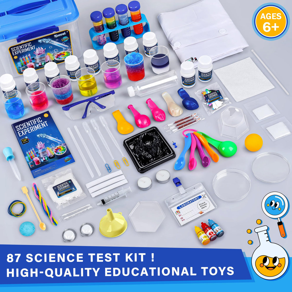 Kuovei Science Kit for Kids,120 Science Lab Experiments,Scientist Costume Role Play STEM Educational Learning Scientific Tools,Birthday Gifts and Toys for 6 7 8 9 10-12 Years Old Boys Girls Kids