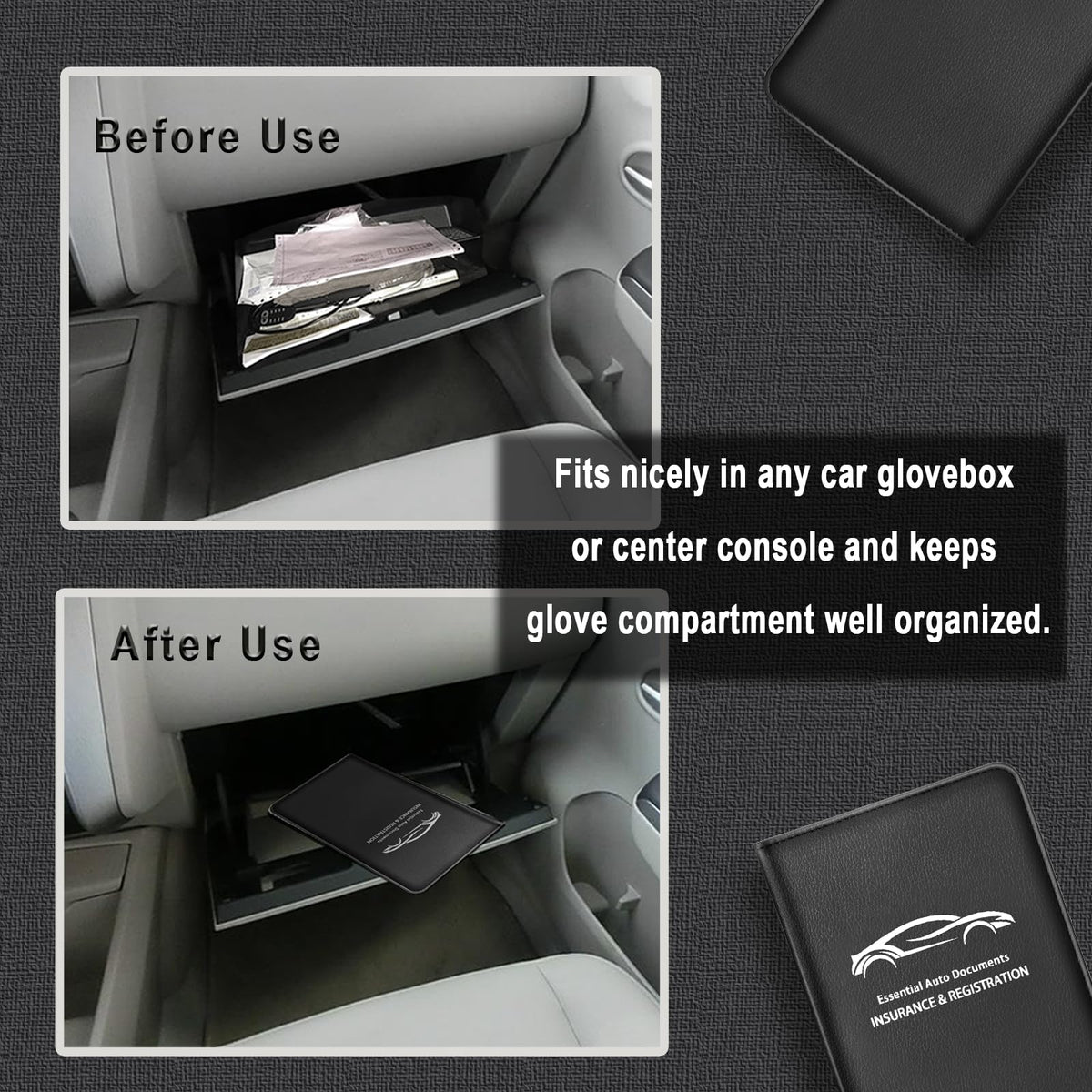 Giftguys Car Insurance and Registration Card Holder | for BMW Ford Tesla Cadillac All Cars | Store Cards, ID License & Essential Documents | Premium Leather with Magnetic Closure