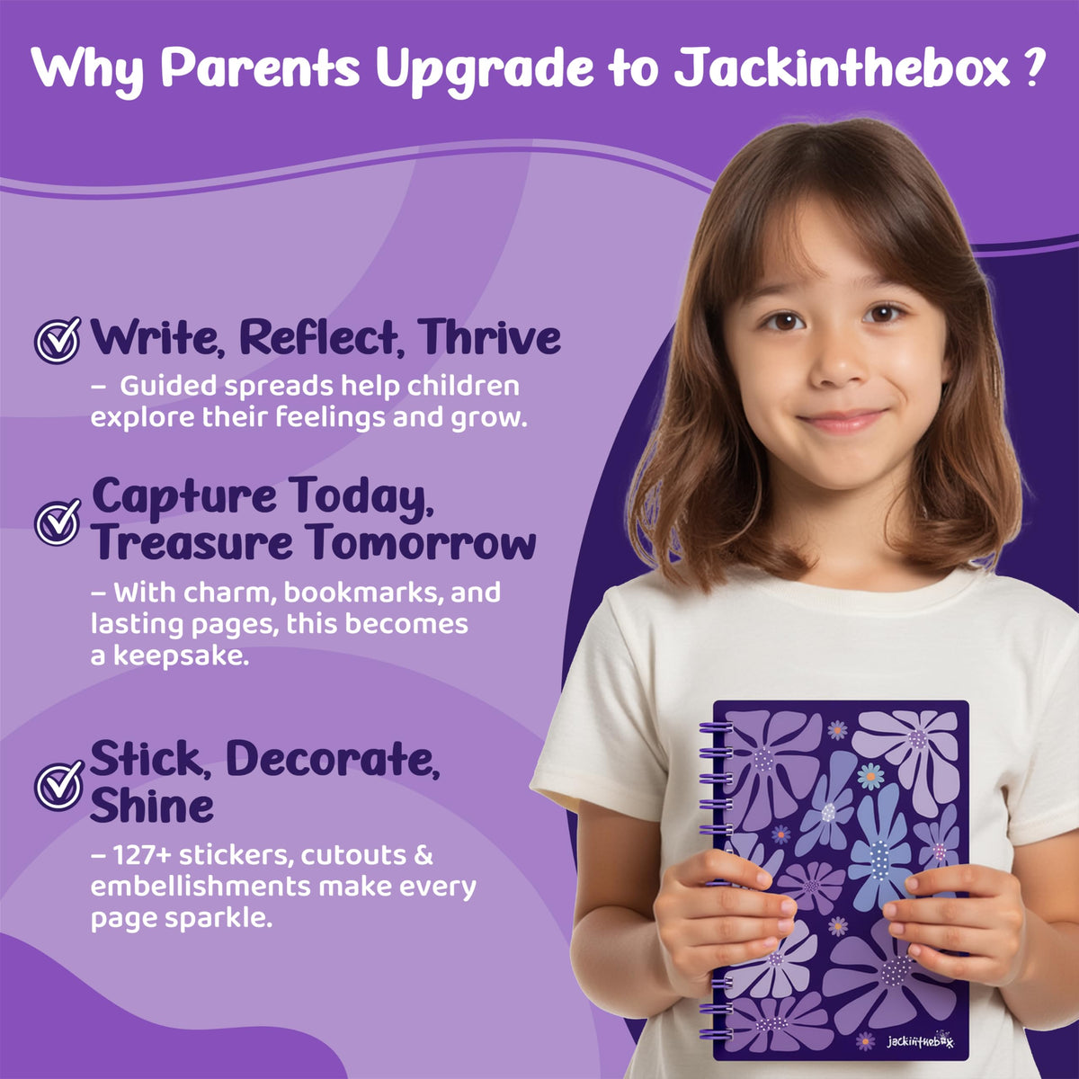 jackinthebox Gratitude Journal Kit for Girls Ages 8–12, 242 pcs, Scrapbooking Journal Set for Teen, Tween Girls, 10 Fun Gratitude Exercises, Art & Craft Kit Gift for Girl 8 9 10 11 12