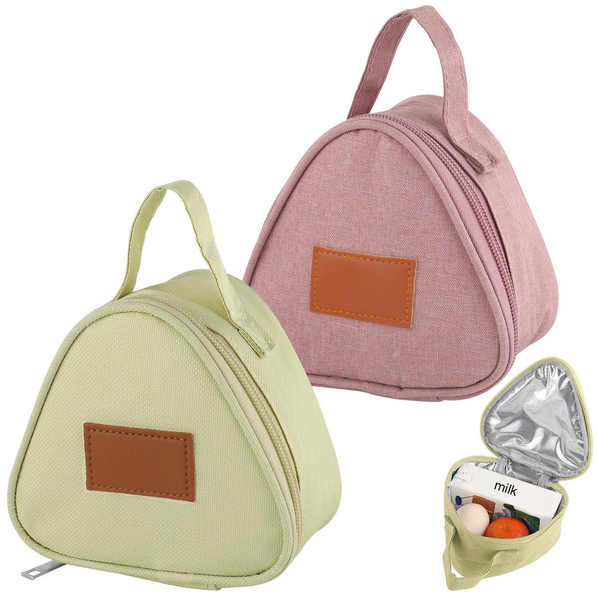 ARPOVIST 2 Pack Mini Reusable Snack Bags, Large Capacity Leakproof Sandwich Bag Food Container Multipurpose Picnic Handbags for Work Travel Outdoors Gym Picnic Lunch Box(Pink and Light Yellow)